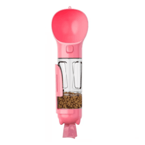 Botella portátil para agua y alimento de mascotas Pink